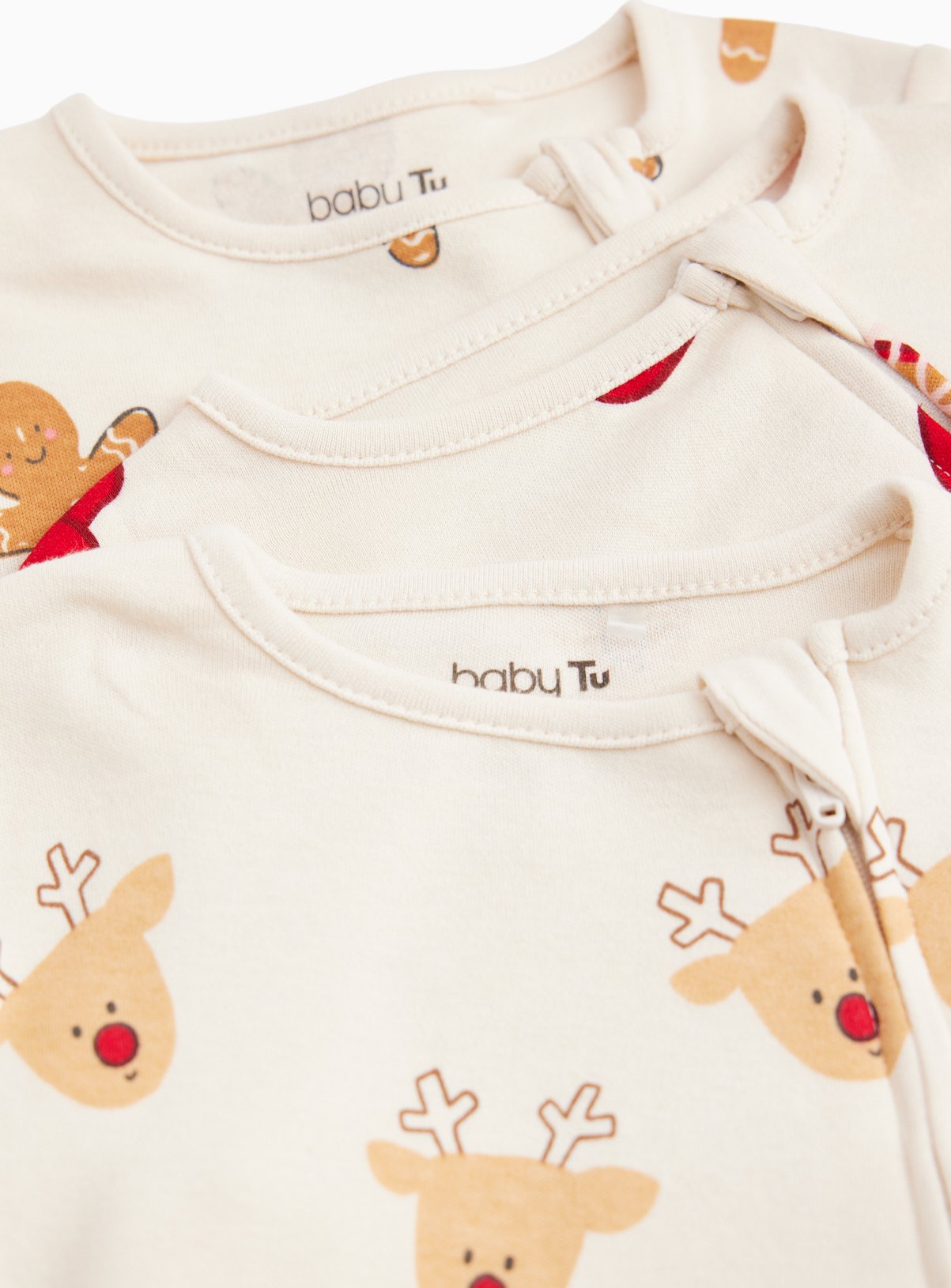 Christmas Print Sleepsuits 3-Pack 6-9 months - Image 2 thumbnail